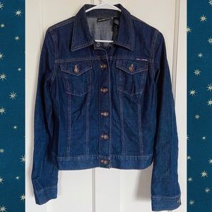 DKNY Medium Dark Blue Denim Jean Jacket Coat